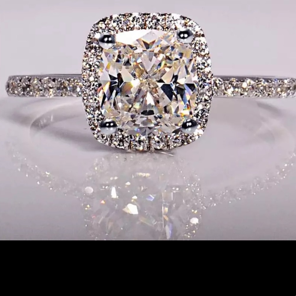 ¥ Bridal S925 silver cz diamond RING - Picture 2 of 9